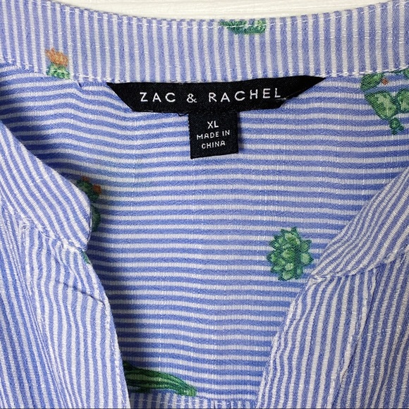 ZAC & RAHEL Blue Striped Button Down Shirt - Picture 8 of 15